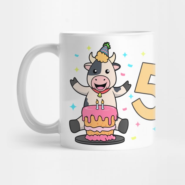 I am 5 with cow - kids birthday 5 years old by Modern Medieval Design